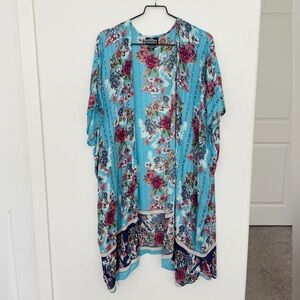 Angie Floral Duster Kimono Swimsuit Coverup Size Small